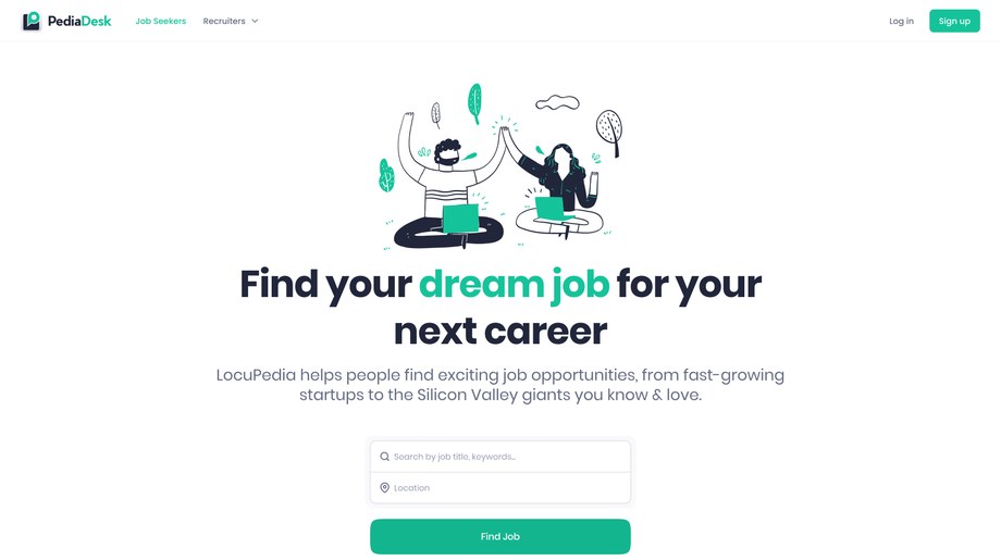 The real PediaDesk product screen — find your dream job for your next career